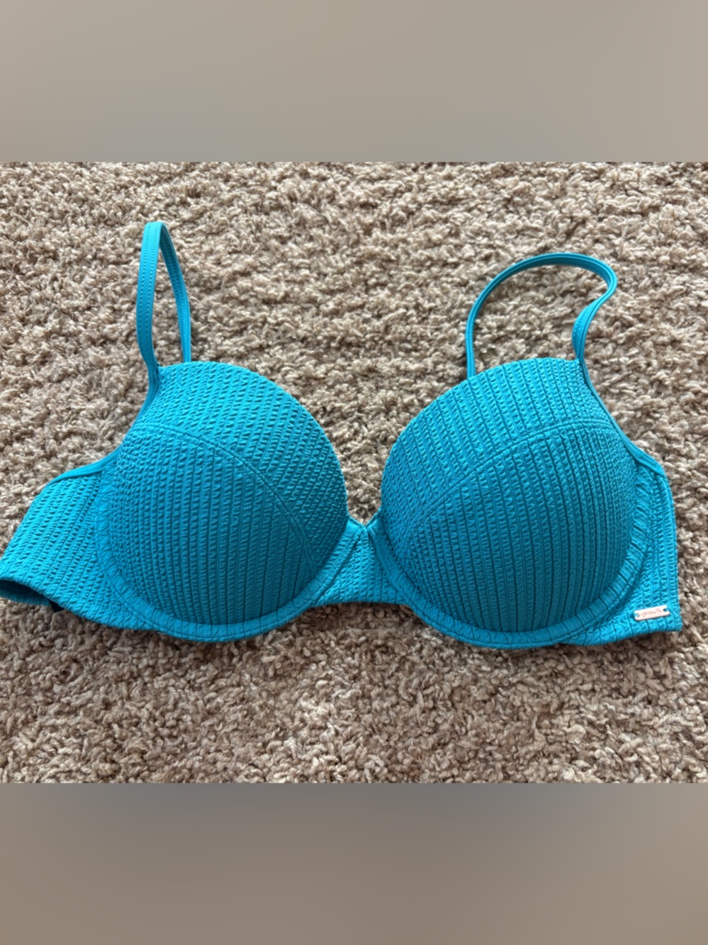 Teal Textured Pink Victoria’s Secret medium swimsuit bikini top top only